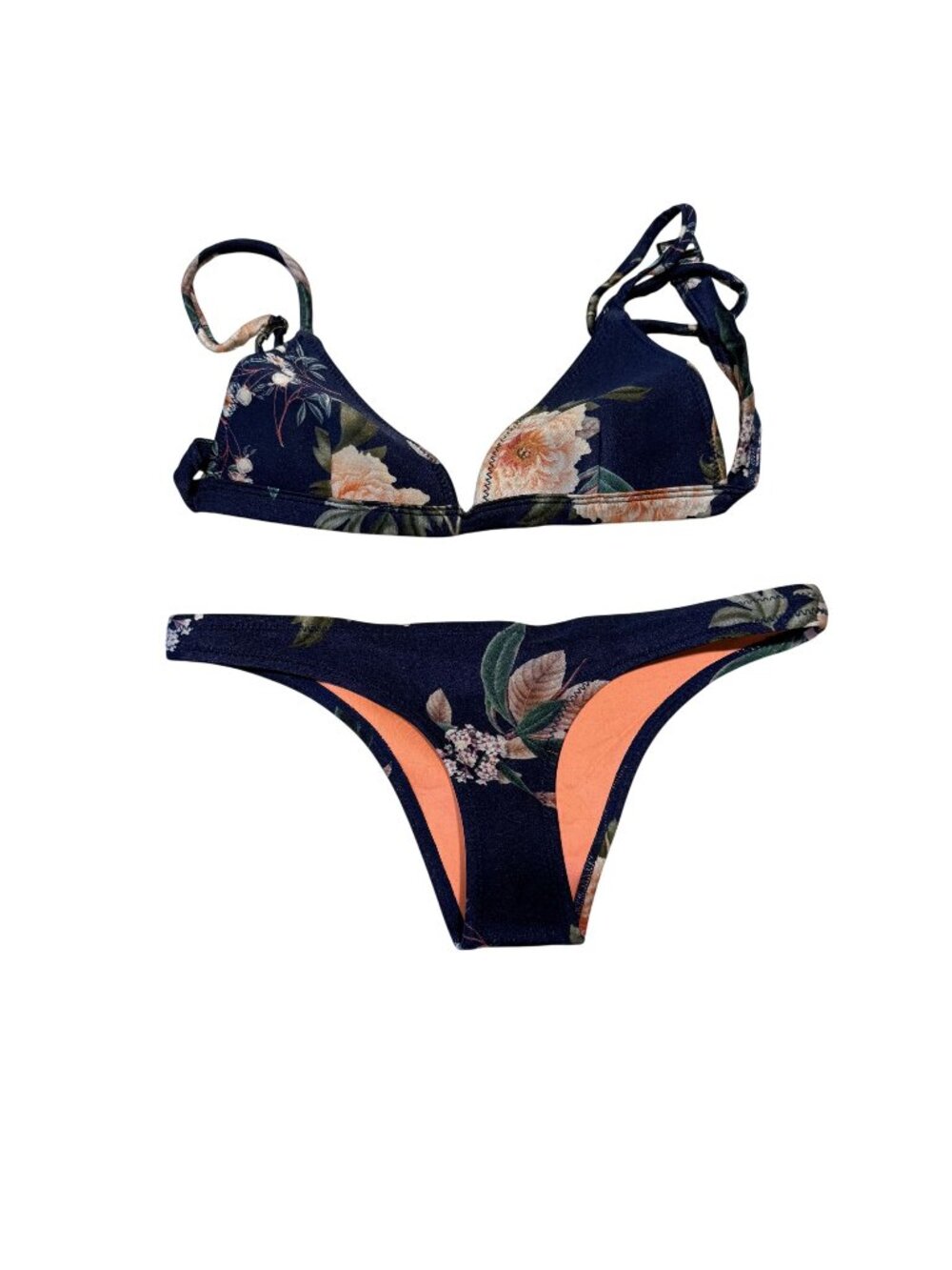 Triangl Swimwear Delilah Blue Floral Print Triangle Bikini Set Women's X-Small